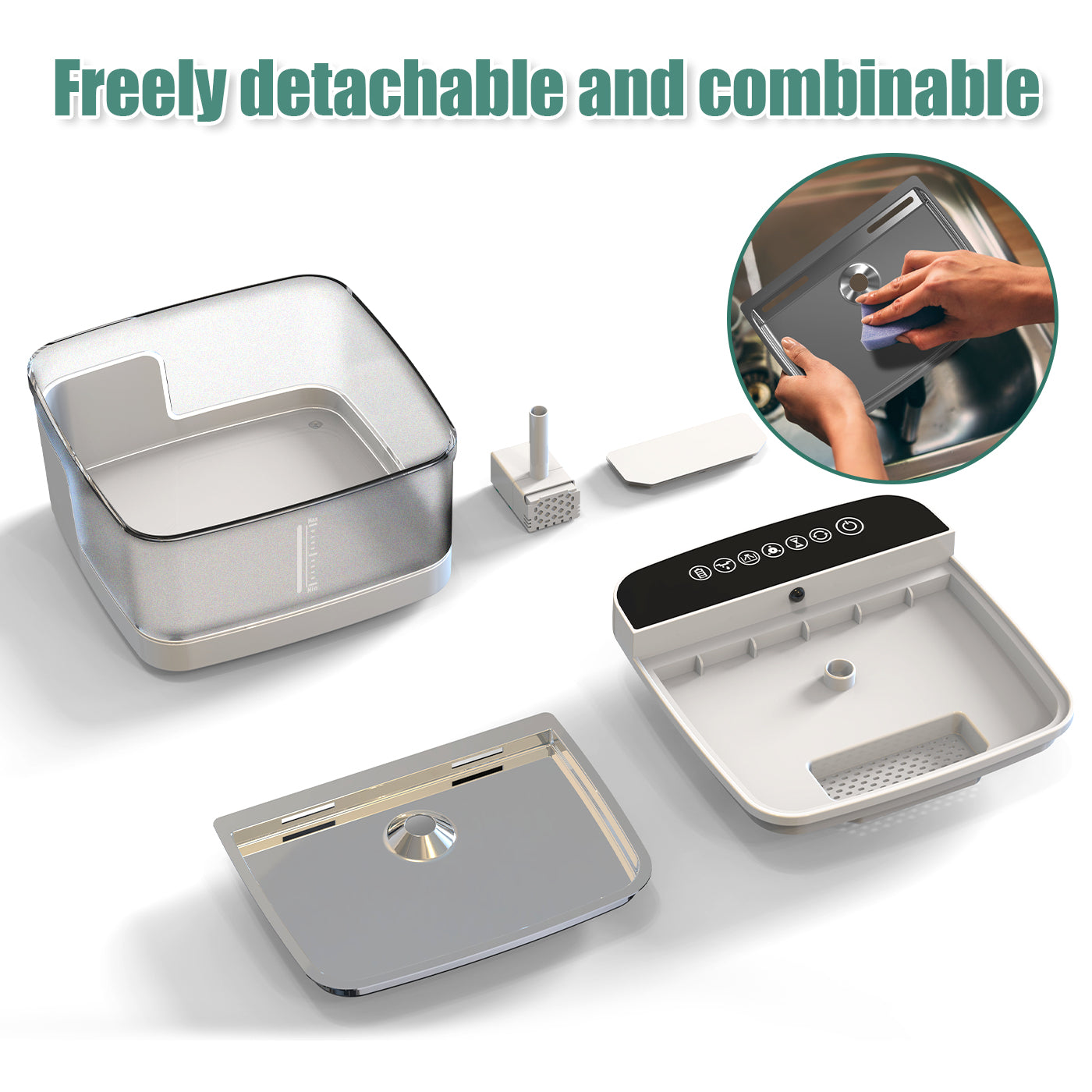 Quiet Flow Pet Water Fountain with Visible Water Level